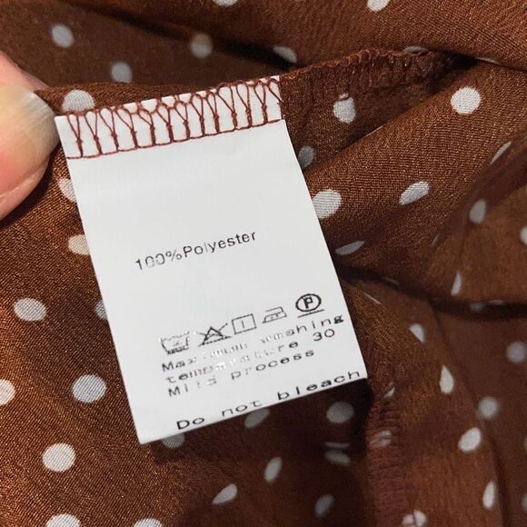 Exlura Women's High Waist Elastic Polka Dot  Pleated Midi Tiered Skirt Brown Sma - Picture 6 of 8